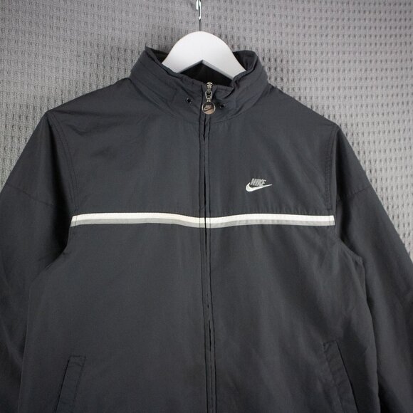 Nike 2000s Grey Tag Striped Windbreaker Light Jacket Mens S - Picture 3 of 8